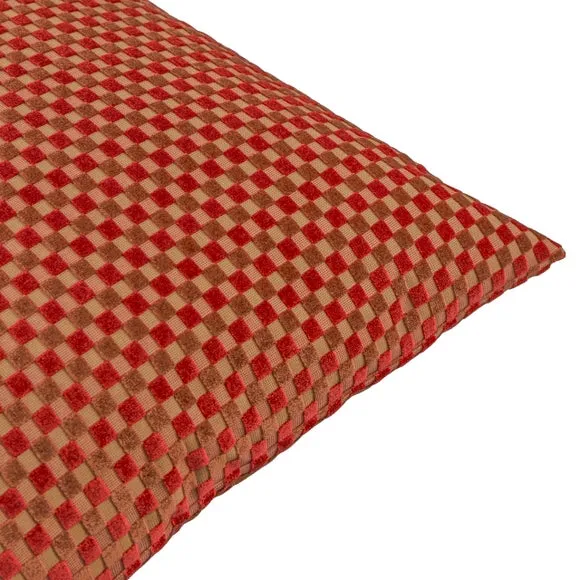 Furn Checkered Velvet Cushion Maroon 45 X 45Cm, Purple 3