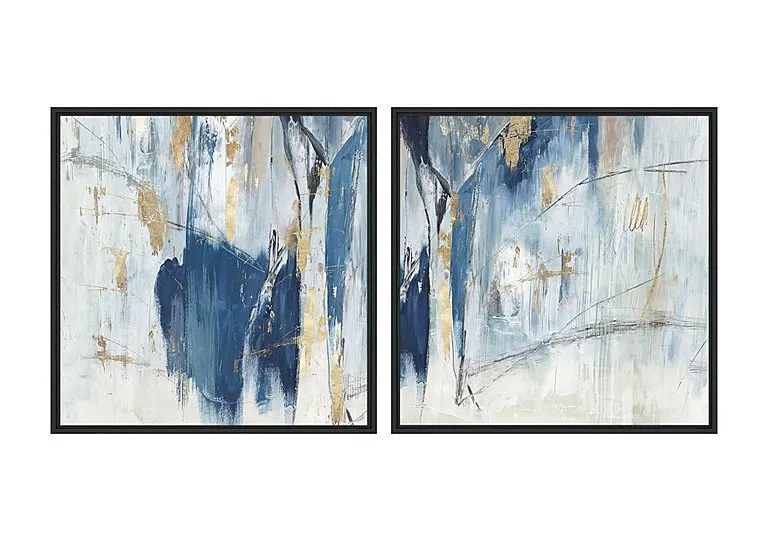 Navy Gold Set of 2 Framed Canvas