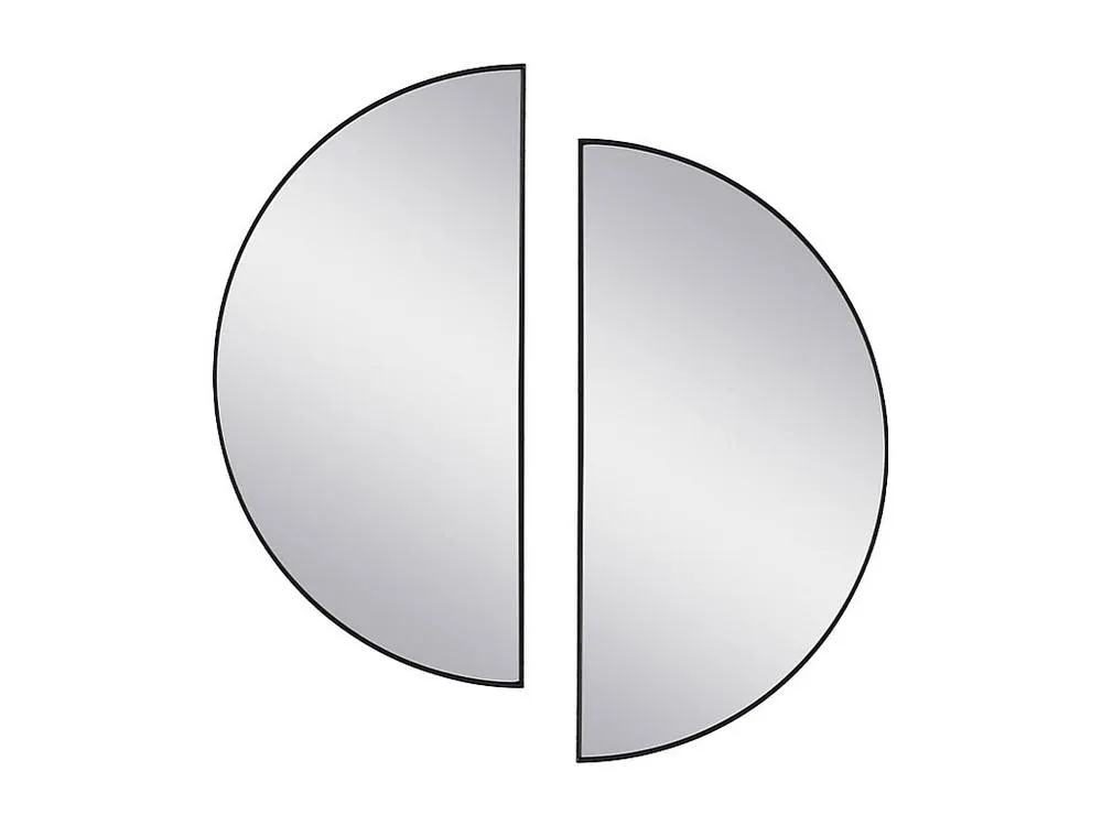 Vente-unique Set Of 2 Half-Circle Design Metal Mirror - W.50 X H.100 Cm - Black 4