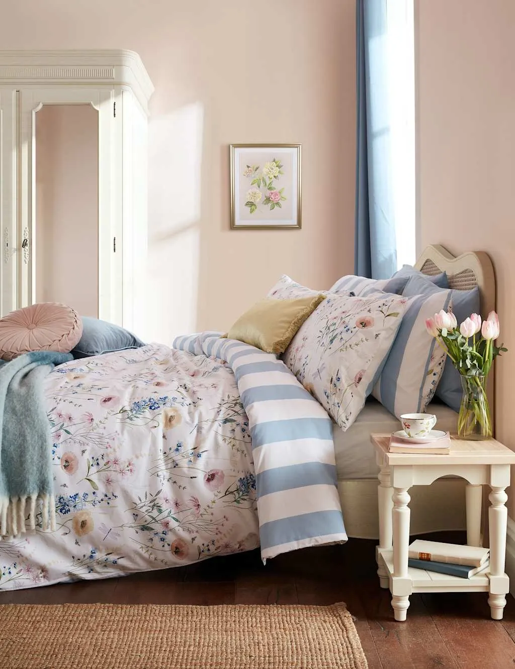 Laura Ashley Pure Cotton Alford Meadow Bedding Set Blue Mix