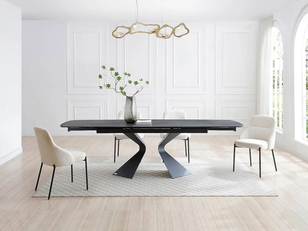 Vente-unique Extendable Dining Table Seating 6 To 6 Cm Tempered Glass, Ceramic and in Black 5