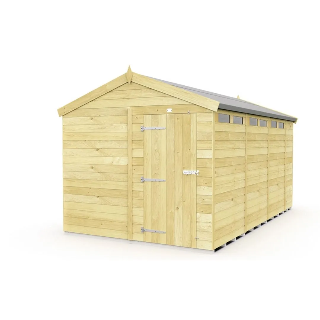 Buttercup Farm 8 x 14 Feet Apex Security Shed - Single Door - L417 x W231 x H217 cm in Brown