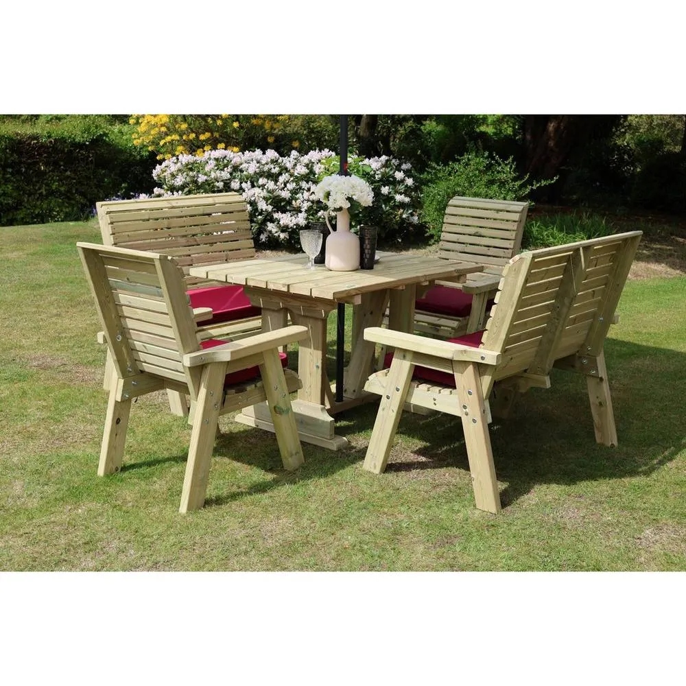 Churnet Valley Garden Furniture Ltd Ergo 6 Seat Compact Set - 2xC 2xB 120X90 Table - Partially Assembled in Brown