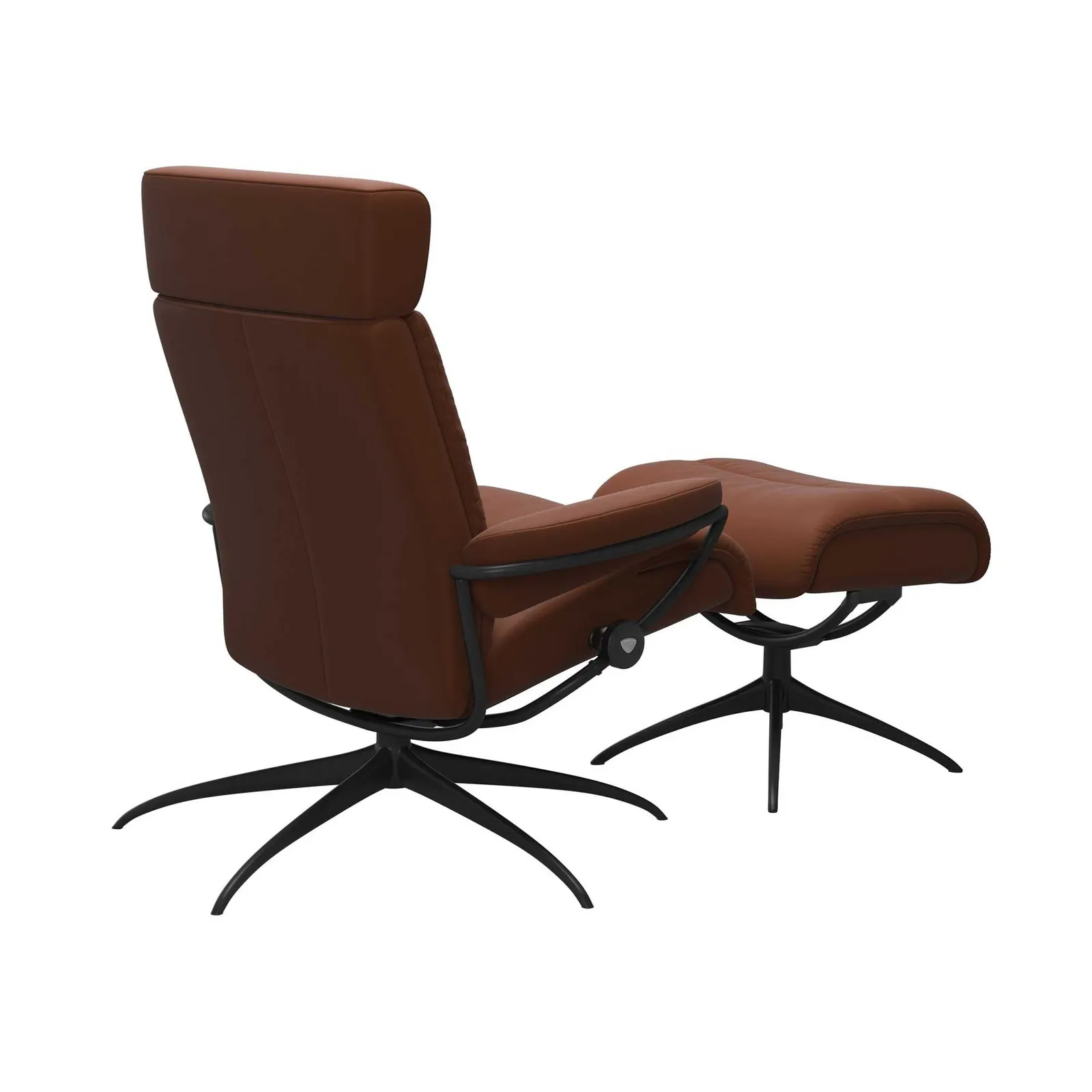 Stressless Tokyo Recliner Chair Adj Headrest & Stool, Brown Leather | Barker & Stonehouse 3