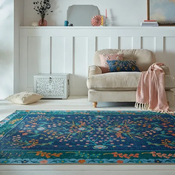 Sabrina Floral Washable Rug 1