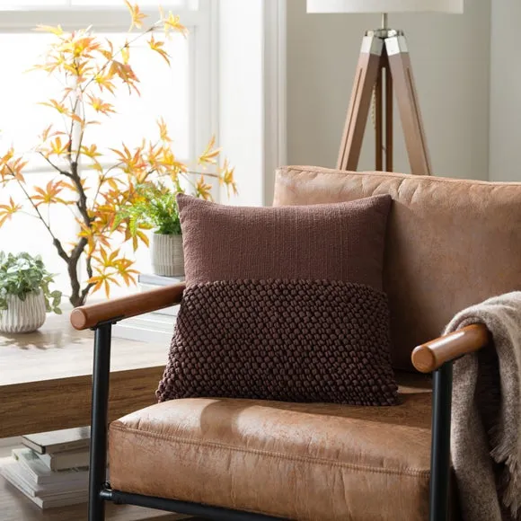 Jersey Bobble Half Banded Cotton Square Cushion