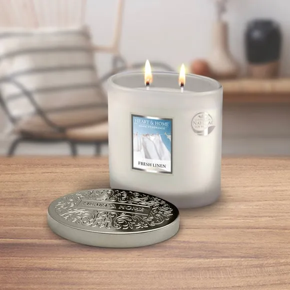 Heart and Home Ellipse Fresh Linen Multi Wick Candle