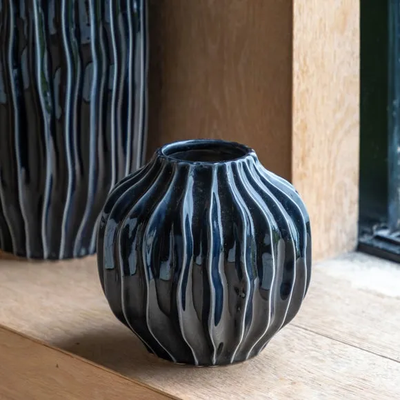 Organic Ribbed Ceramic Vase