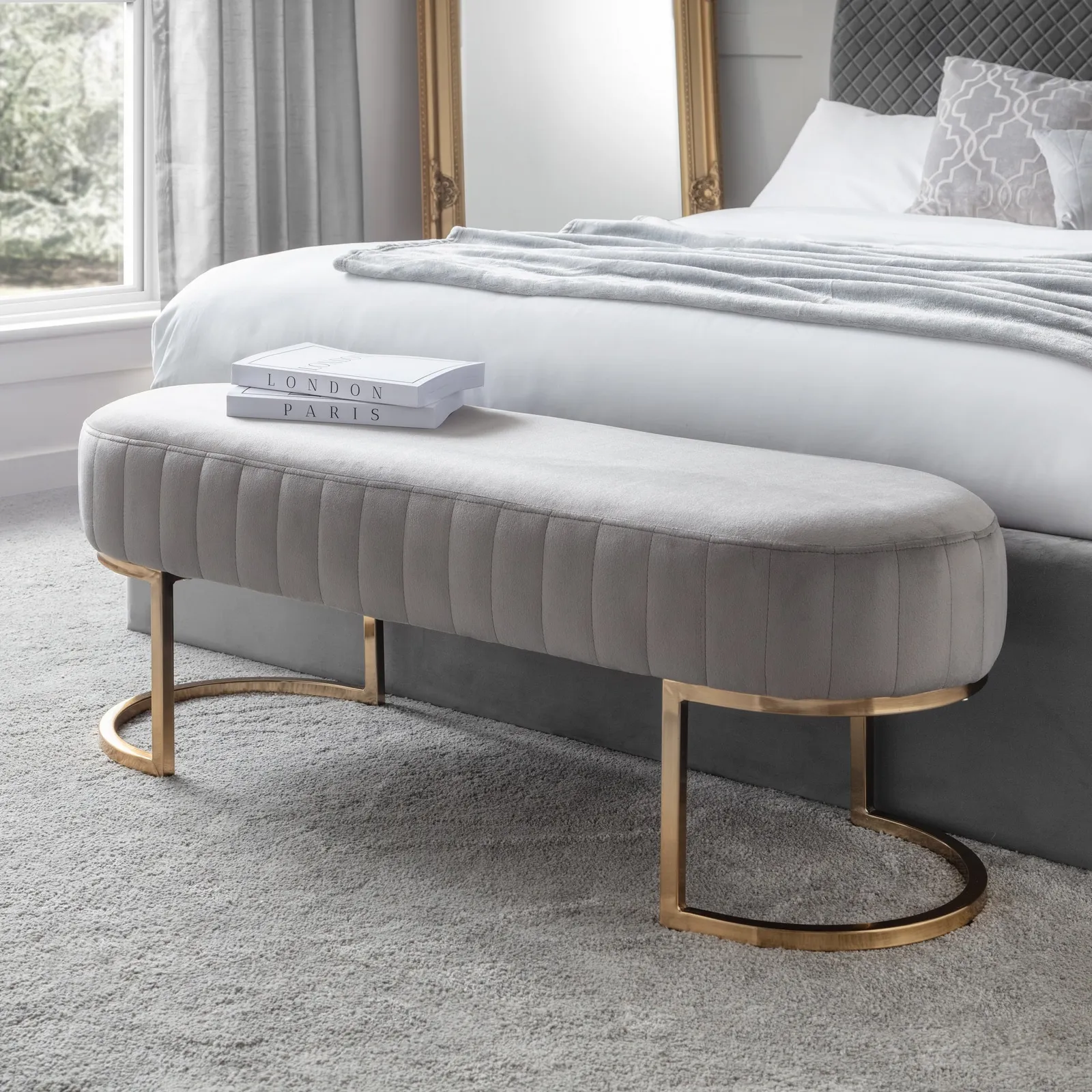 Harrogate Velvet Bench Grey