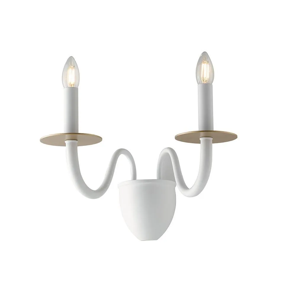Netlighting ARMSTRONG Twin 2 Light Candle Wall Light White 45x36x26cm