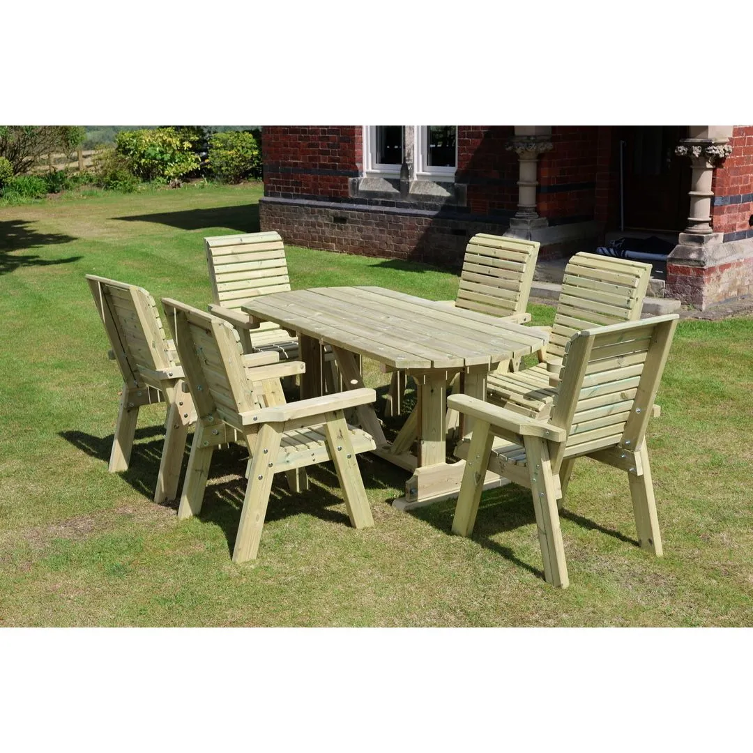 Churnet Valley Garden Furniture Ltd Ergo Dining Table Set with 6 Chairs - Minimal Assembly Required in Brown 5