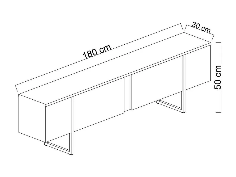 Vente-unique TV Unit With 2 Doors - Dark Natural & Gold - ZIRELDA in Walnut 6