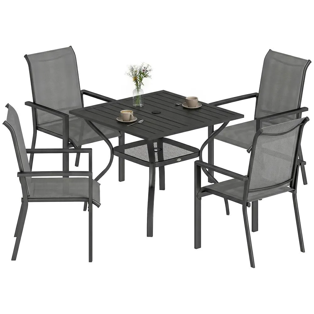 OUTSUNNY 5 Pieces Outdoor Dining Set for 4, Patio Furniture Set in Dark Grey 2