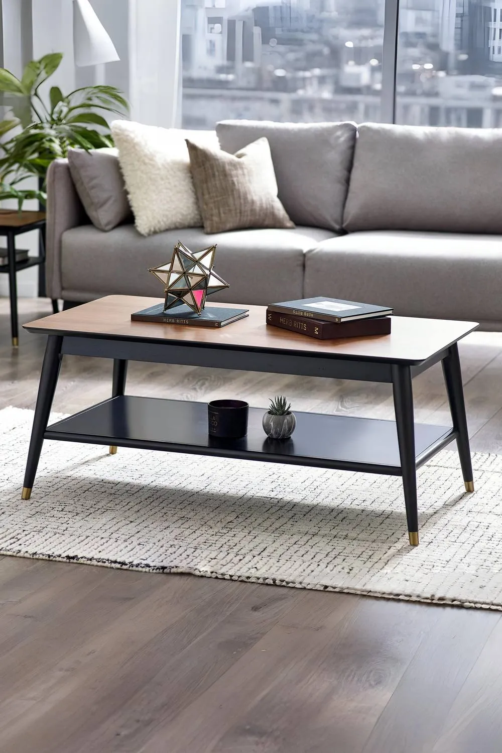 Julian Bowen Findlay Rectangular Coffee Table with Shelf in Walnut