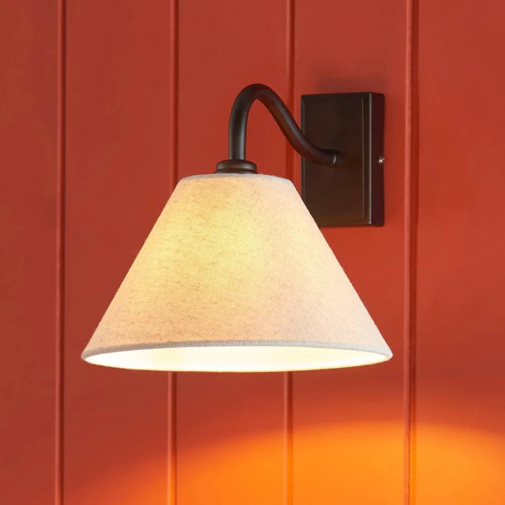 Netlighting Knole Wall Lamp with Shade Matt Black & Natural Faux Linen E14 5