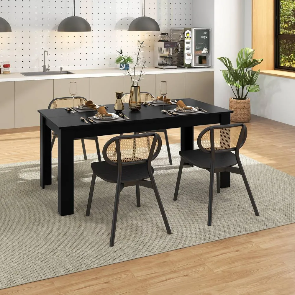 Costway 160 CM Rectangular Dining Table Modern 8 people Kitchen Table in Black 3