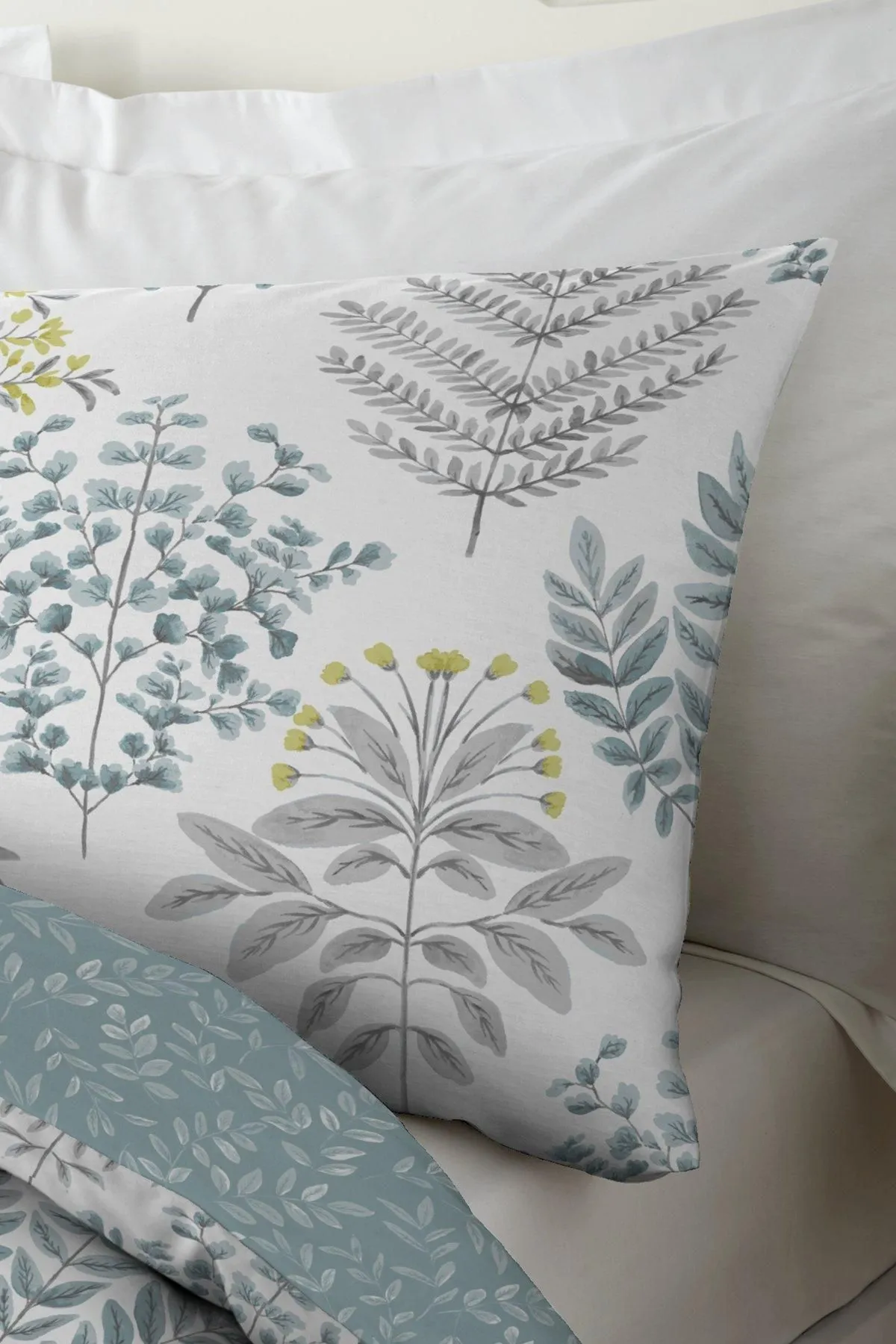 Dreams & Drapes 'Emily' Botanical Fern Print Duvet Cover Set in Duck Egg Blue 3