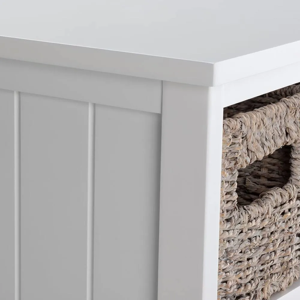 Statement Furniture Tetbury 6 Drawer Storage Unit- White with Whitewash Seagrass Baskets 4