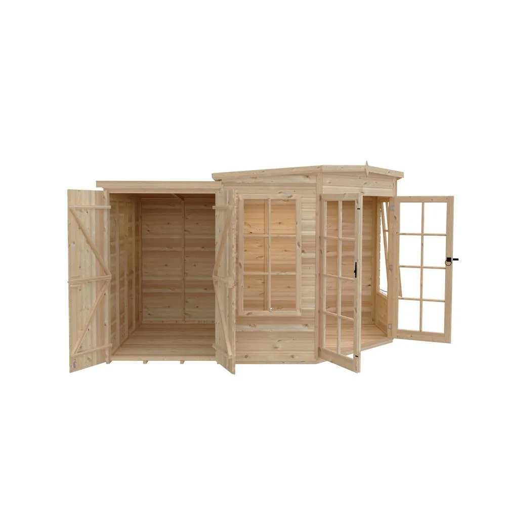 Shires Hampton 7 x 11 Feet with Side Shed - L119 x W205 x H190.3 cm in Light Tan 3