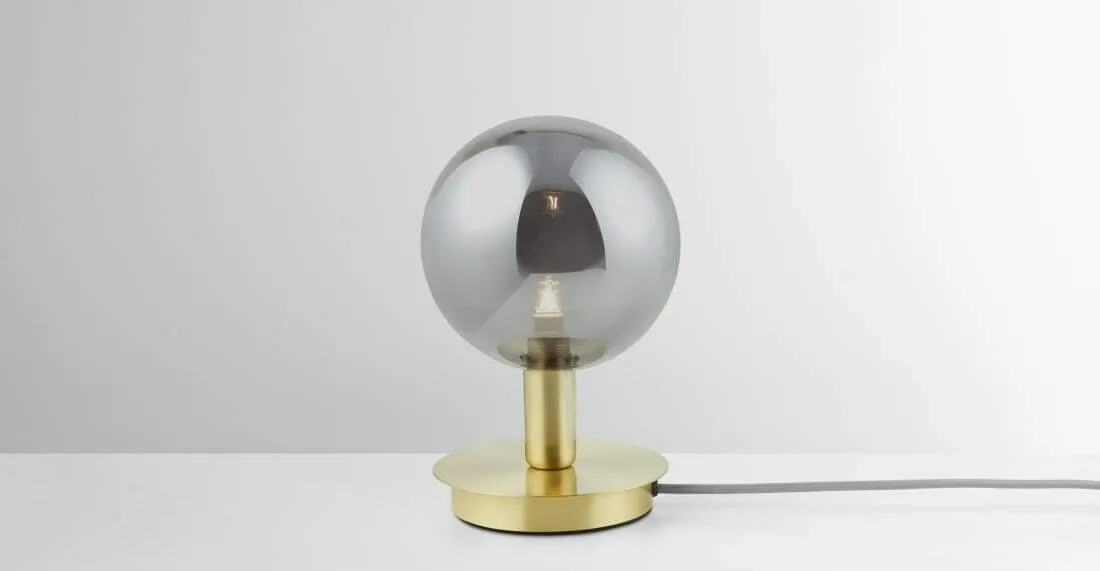 Boll Table Lamp, Brass & Smoked Glass