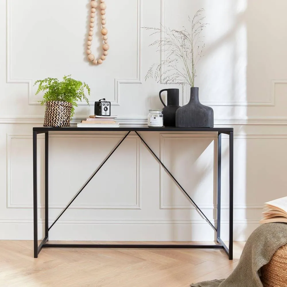 sweeek 120cm Metal Console With Reinforcement Bar in Black