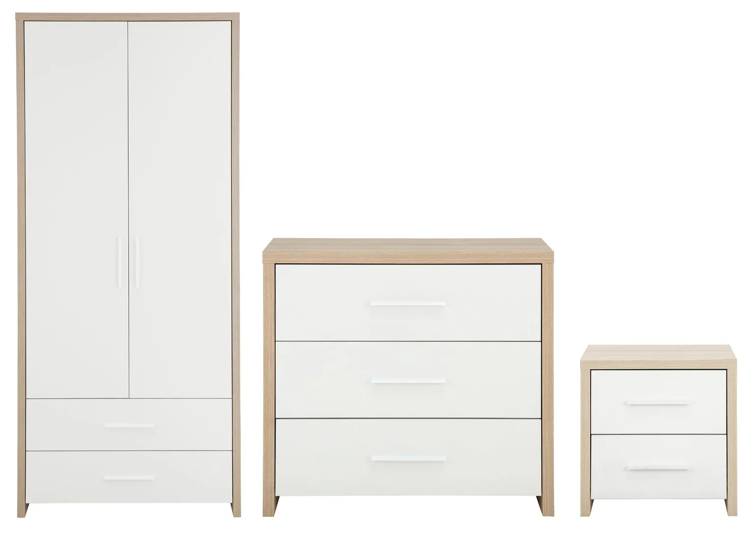 Habitat Broadway 3 Piece 2 Door Wardrobe Set -Oak & White