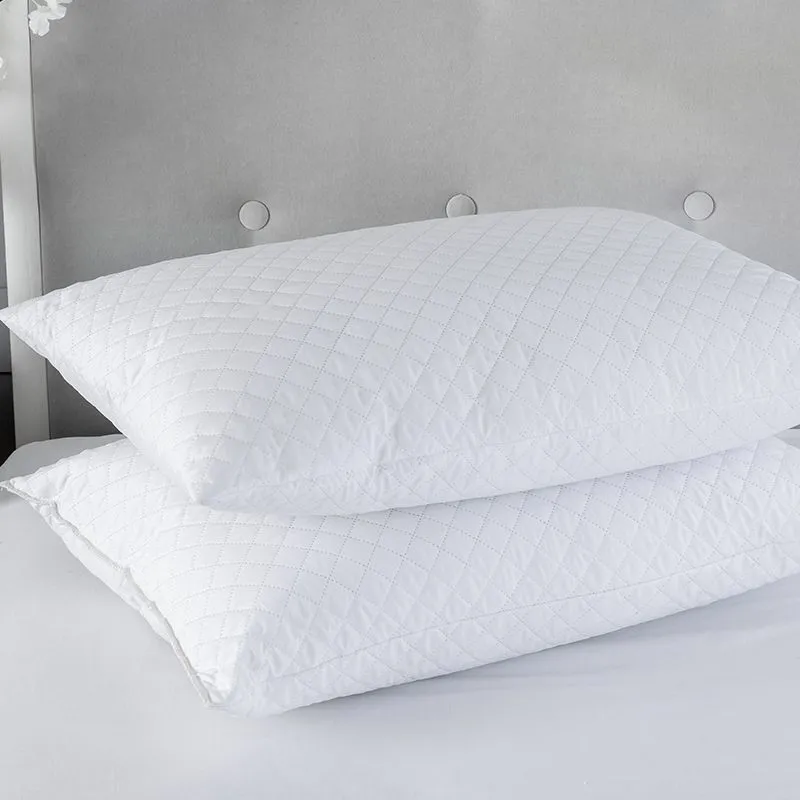 Snug City Quilted Pillow Pair Soft Microfibre Cover Hollowfibre Filling Non Allergenic in White