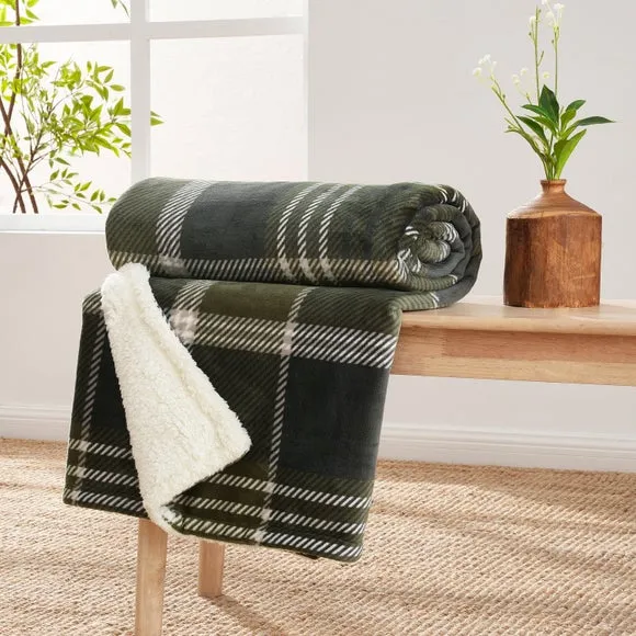 Check Sherpa Throw Blanket, 130cm x 180cm 1