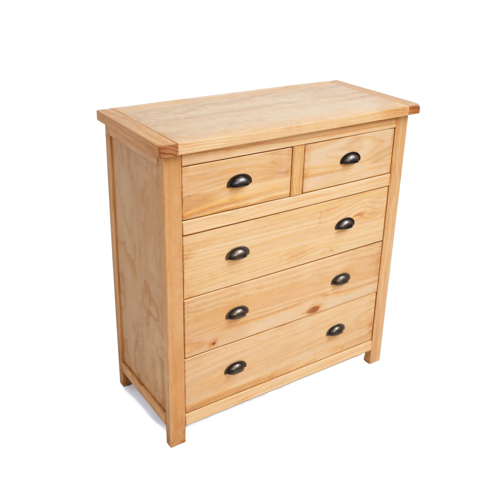 Cabinet Bits Lugo 5 Drawer Chest of Drawers Brass Cup Handle in Light Brown 3