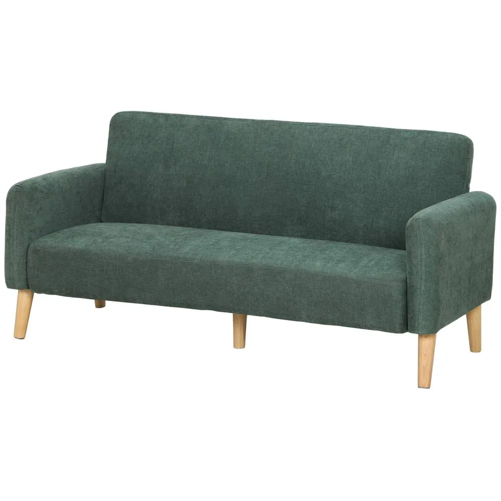 HOMCOM 2 Seater Sofa, Velvet Small Couch with Plush Backrest, Dark Green