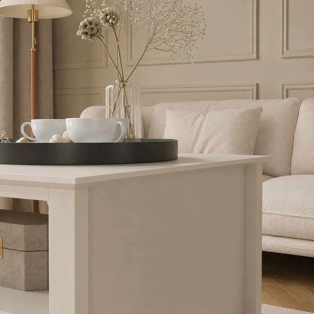 Melody Maison Fluted Four Drawer One Shelf Coffee Table - Hales Taupe Range 6