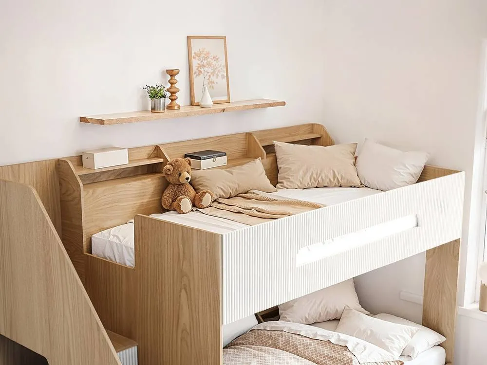 Flair Finn Staircase Bunk Bed with Storage in White 3