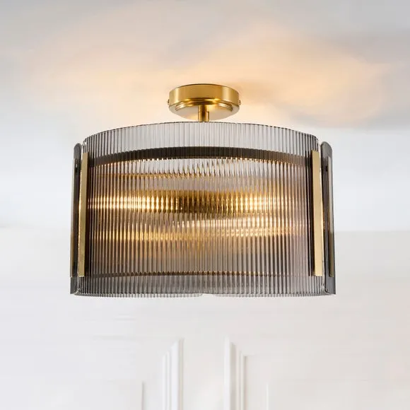 Veneto Ribbed 3 Light Semi Flush Ceiling Light
