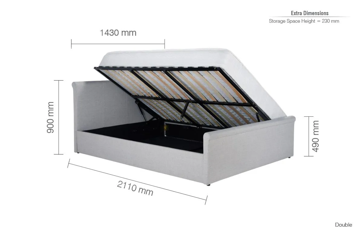 Birlea Grey Fabric Ottoman Bed Frame Storage Stratus Linen 3