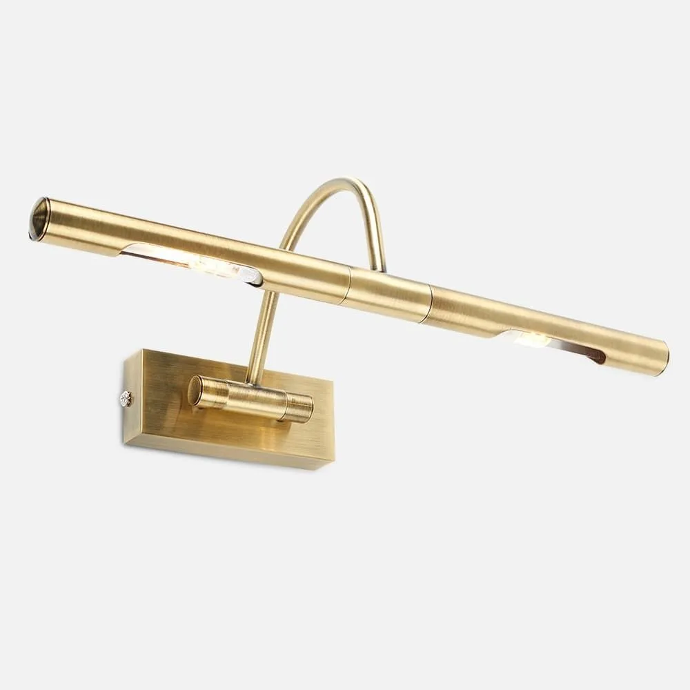 ValueLights Capri Pair Antique Brass Adjustable Twin Bulb Picture Wired Wall Lights in Gold 3