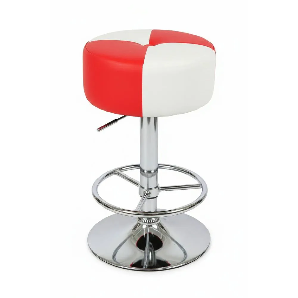 netfurniture Morasi Retro American Diner Kitchen Bar Stool Red & White Padded Seat