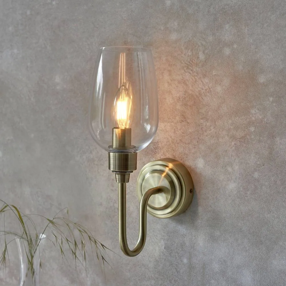 Netlighting Livorno Batten Antique Brass Plate Clear Glass in Bronze 2