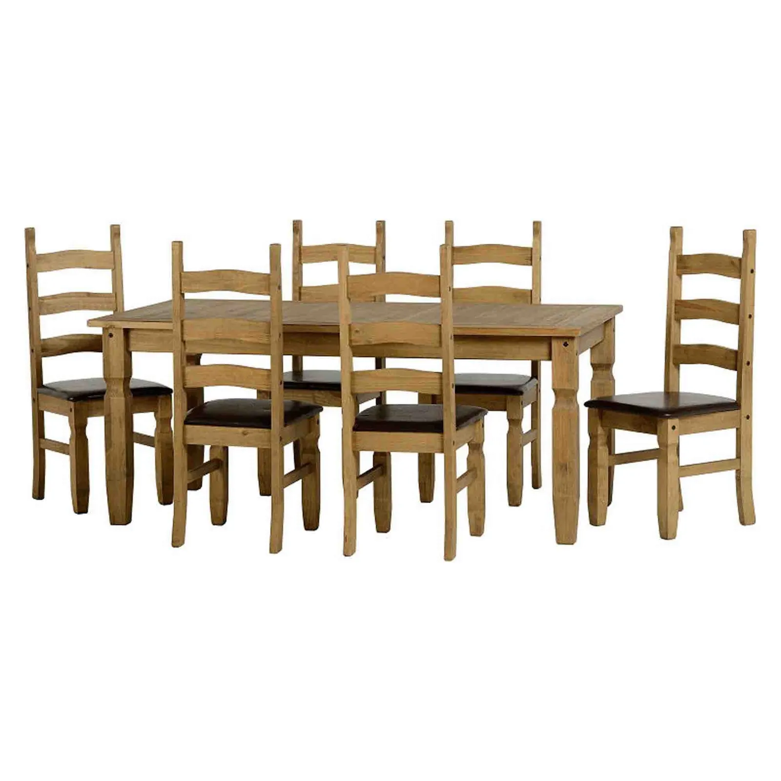 Corona Pine Brown 6 Seater Dining Set Brown