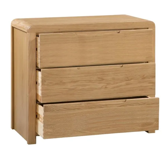 Curve 3 Drawer Chest, Oak 3
