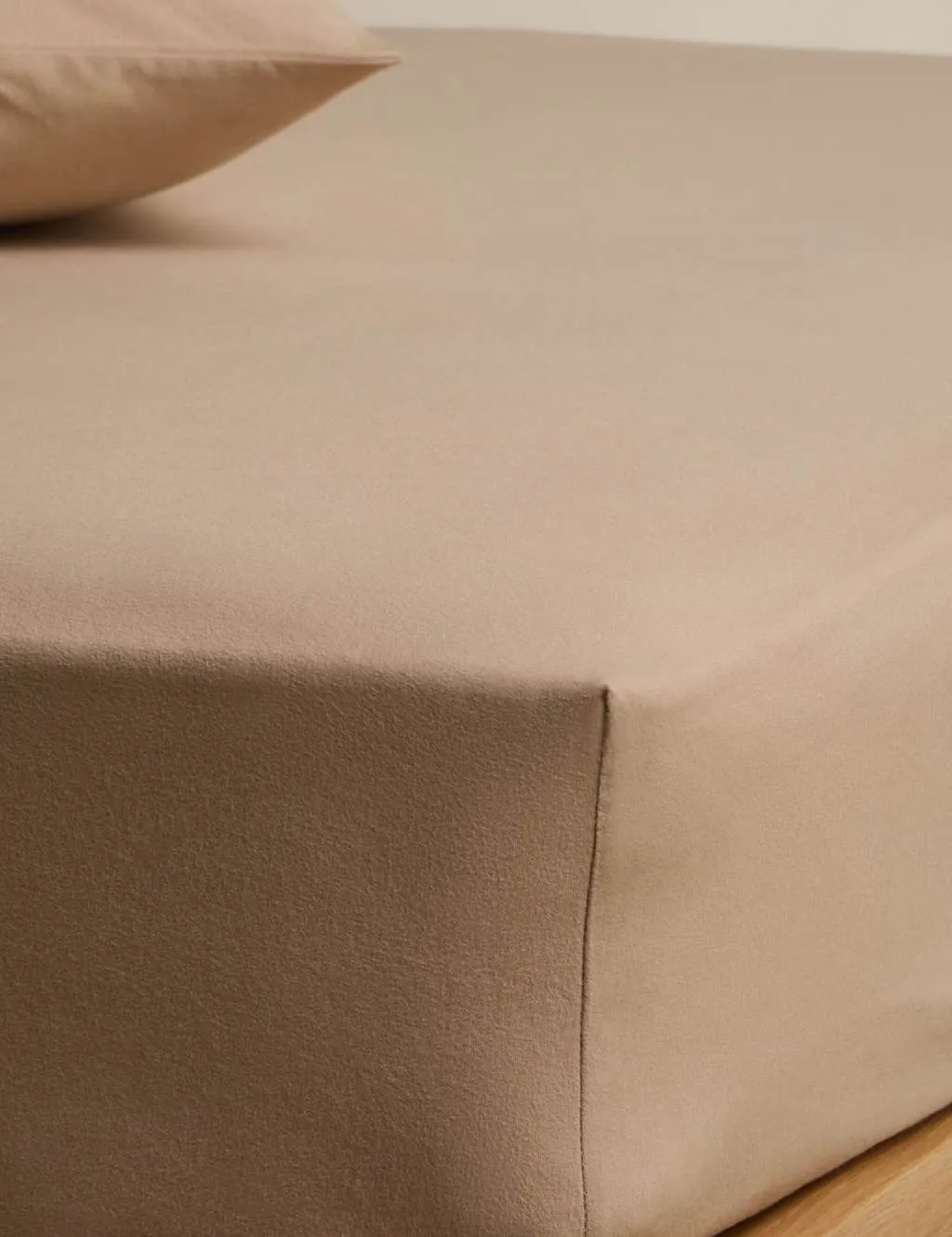 M&S Pure Cotton Brushed Fitted Sheet Biscuit