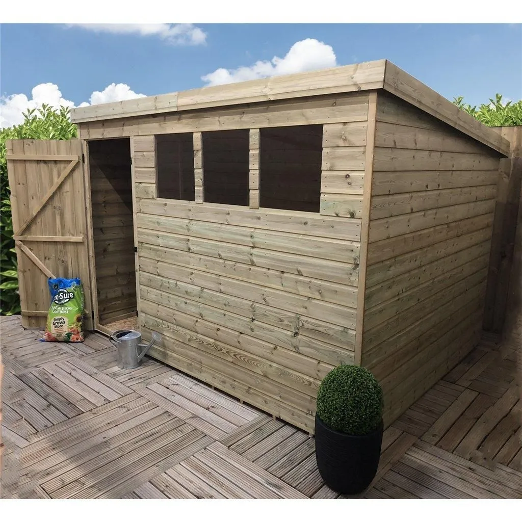 Marlborough 10 x 4 Pressure Treated Pent Garden Shed with Single Door in Natural 5