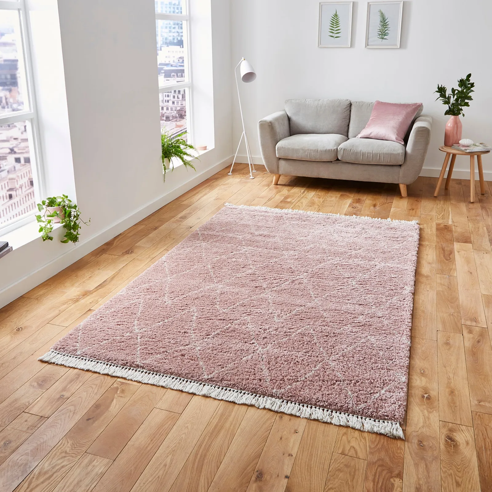 Boho 8280 Rug Pink and White