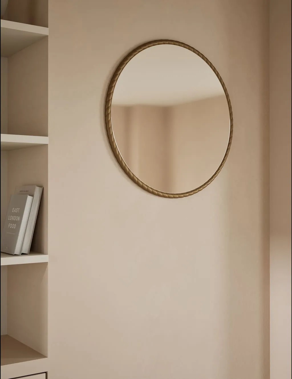 M&S Twisted Metal Round Mirror 60cm Antique Brass