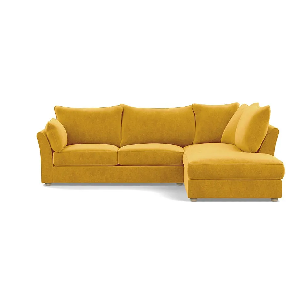 Heal's Tailor Right Hand Facing Corner Sofa Smart Luxe Velvet Canary Natural Feet 1