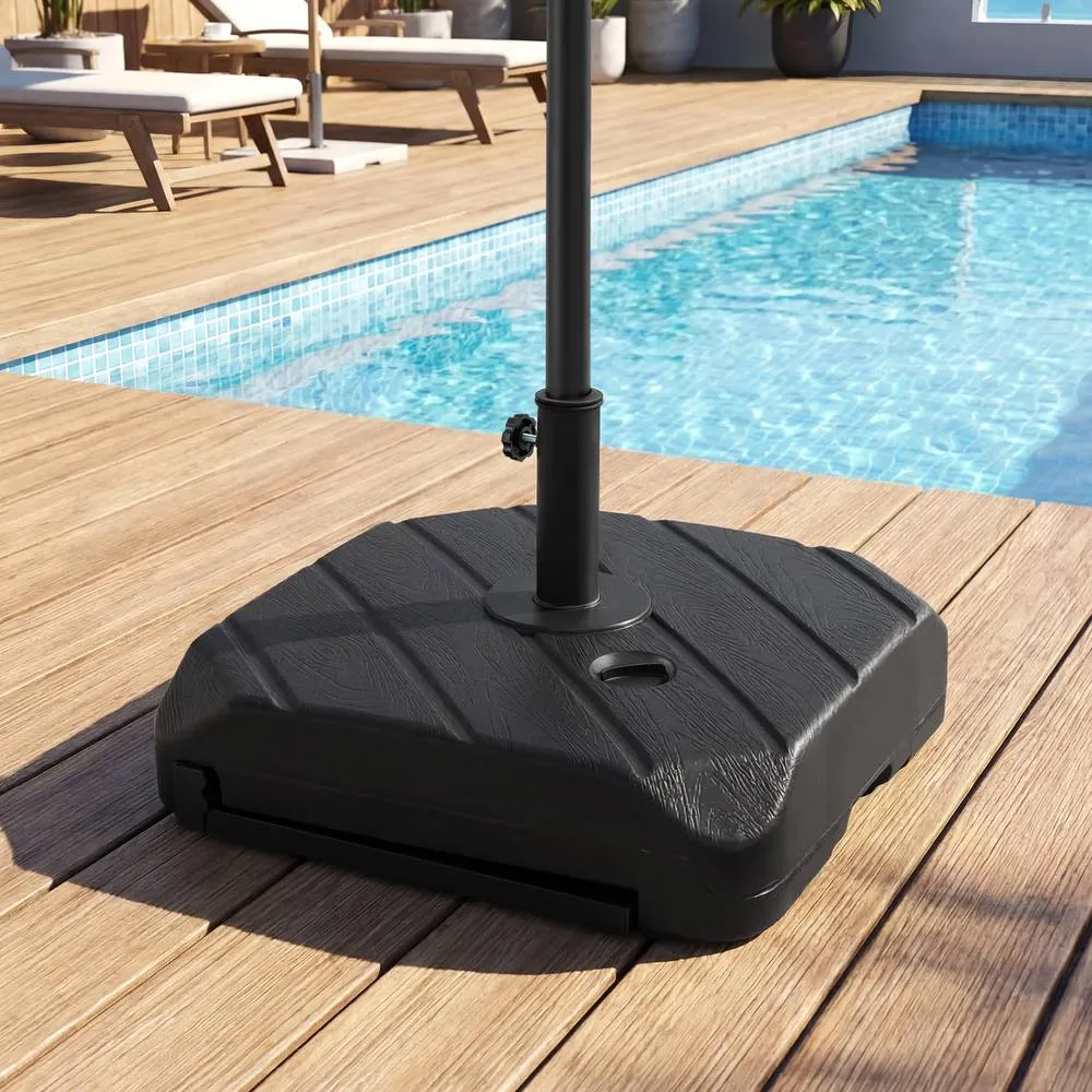 Costway 90 kg Fillable Patio Umbrella Base w/ Wheels & Telescopic Pull Rod in Black