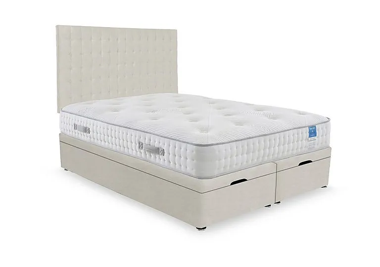 Ergo Deluxe End Lift Ottoman Divan Set - Super King - Plush Ecru