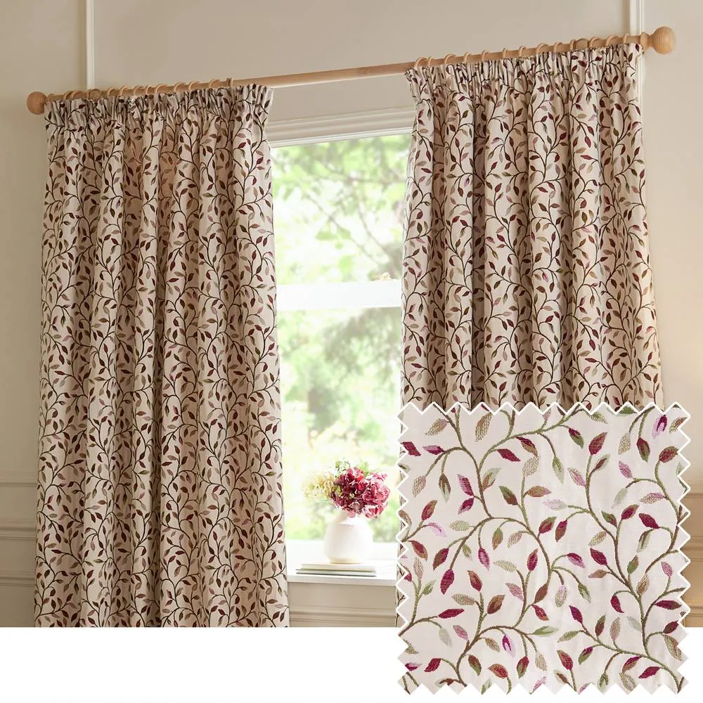 Voyage Maison Cervino Jacquard Pencil Pleat Curtain Pair in Purple 1