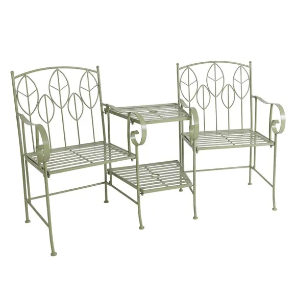 Rustic Leaf Metal Companion Seat Set 4