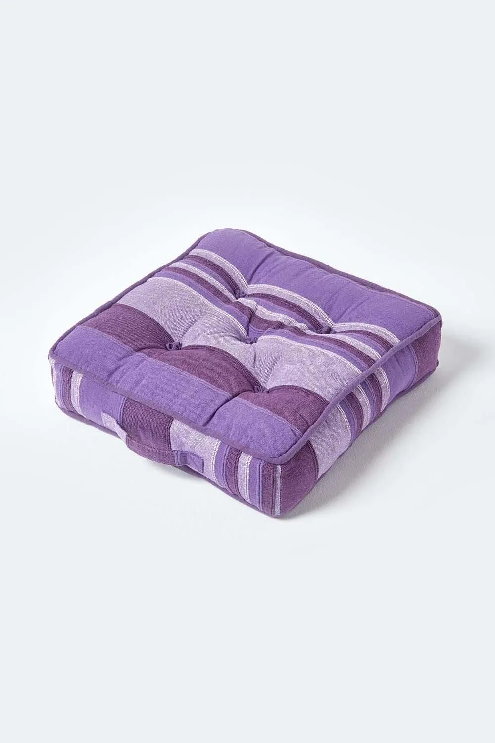 Homescapes Morocco Striped Cotton Floor Cushion in Mauve 1