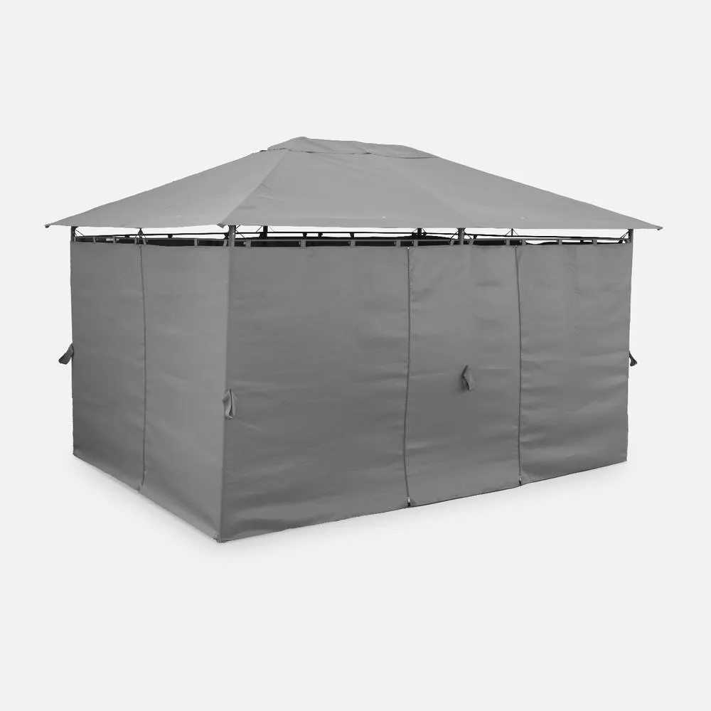 sweeek Heavy Duty 3x4m Gazebo With Curtains in Grey 3